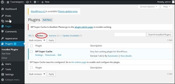 WordPress plug-in settings