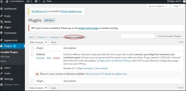 WordPress plug-in settings