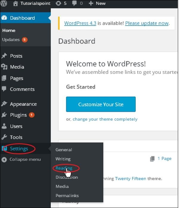WordPress reads the settings