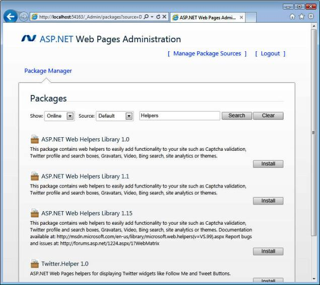 ASP.NET Web Pages Helper