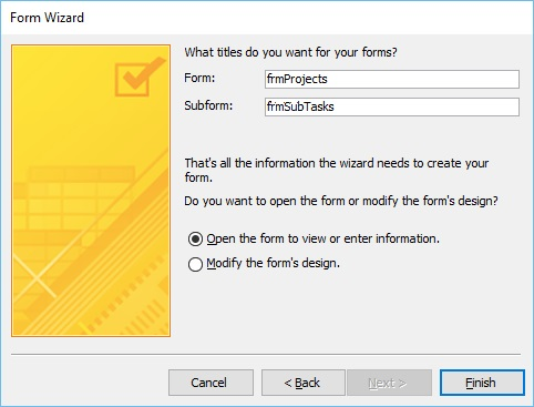 MS Access creates forms