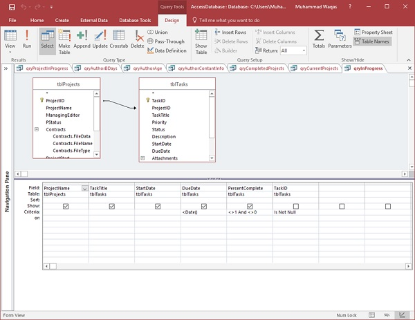 MS Access SQL View