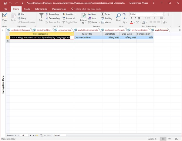 MS Access SQL View