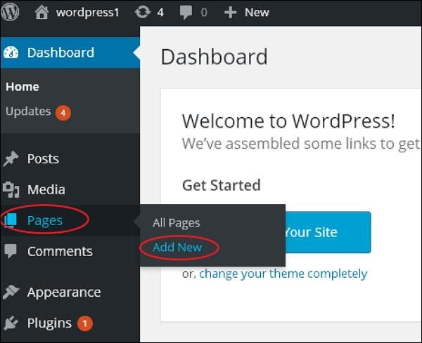 WordPress adds a page
