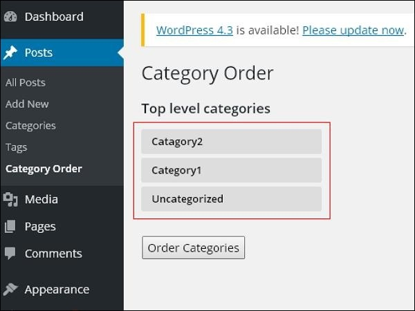 WordPress classification arrangement