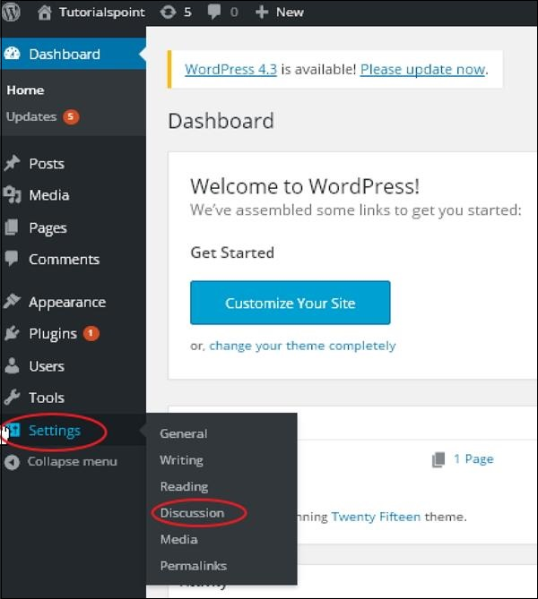 WordPress discusses settings