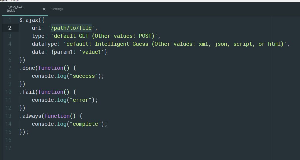 Atom JQ code snippets are supplemented