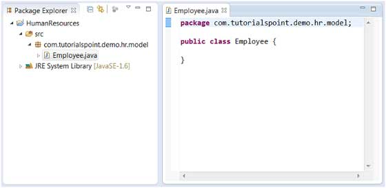 Eclipse creates a Java class